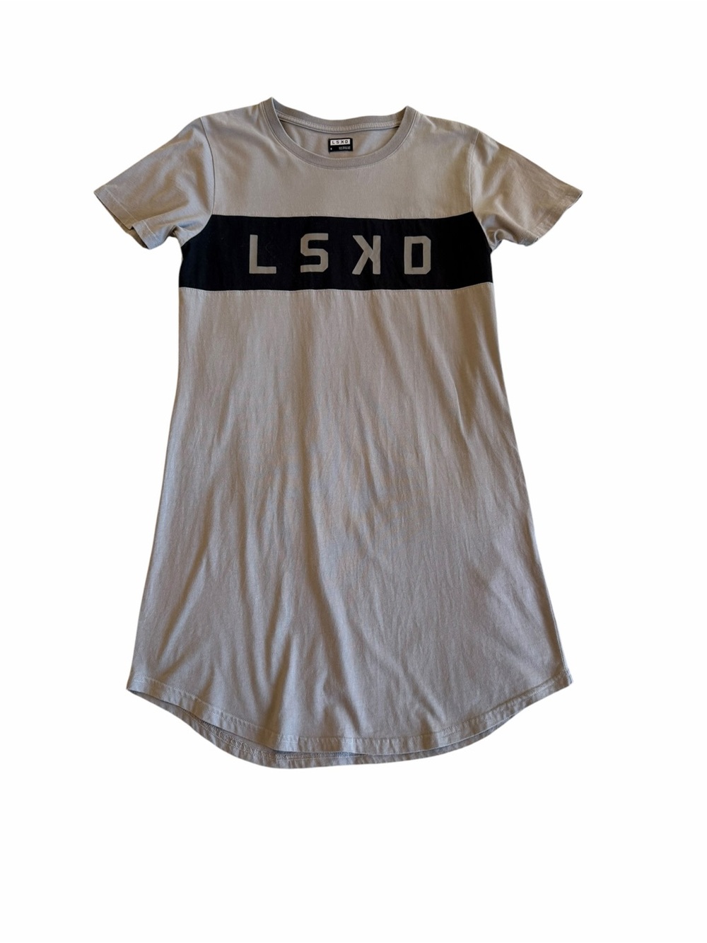 LSKD Logo T-Shirt Dress Gray Athleisure Short Sleeve AU 8 (US 4) Small